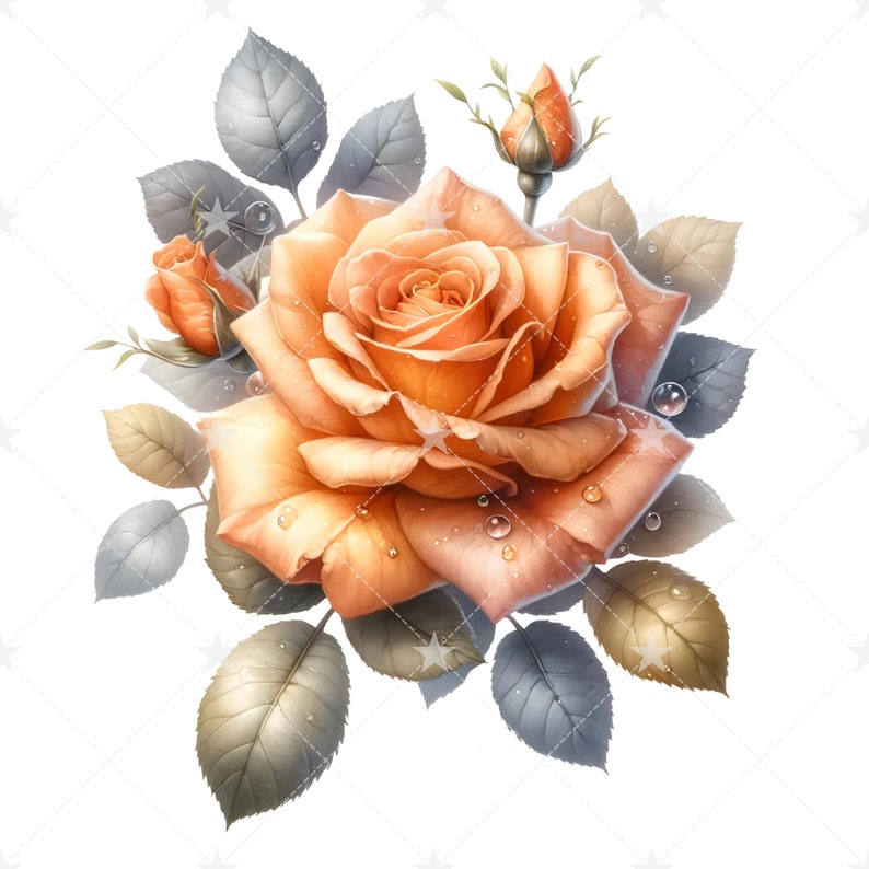 Soft Roses Art Soft Roses Clipart, Watercolor Rose Set, Flowers Print, Floral Clipart ...