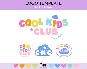 Kids Logo Template, Play Cafe Logo Kit, Soft Play Canva Logo Bundle, Colourful Children’s Business Logo