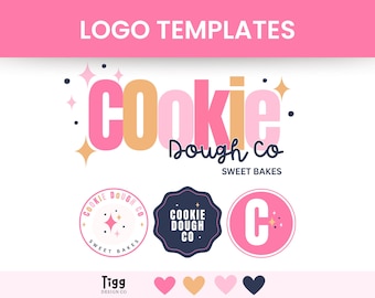 Bakery Logo Template Canva, Editable Cake Business Logo, Cookie Brand Logo, DIY Branding Kit CDC01