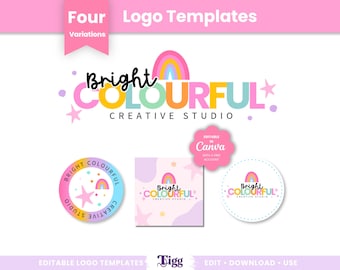 Small Business Logo Template | Editable Canva Premade Logo Design | Colorful Logo Kit BCCS01
