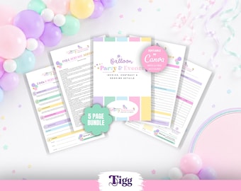 Balloon Invoice Template | Client Booking Form & Party Contract | Editable Canva Business Forms for Event Decor | THPB01