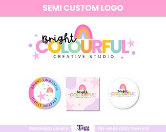 Semi Custom Logo Design | Personalised Small Business Logo | Premade Canva Logo Kit for Colourful Creative Brands BCCS01