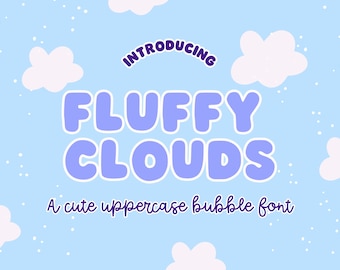 Bubble-Schrift, Puffy Display Schrift, Niedliche Kinder Canva Schrift, Cricut Schrift, Kawaii Chunky Schrift, flauschige Wolken PRC01