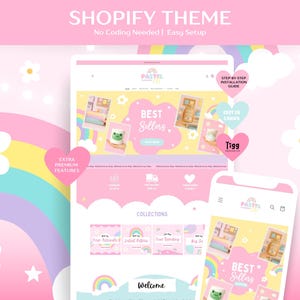 Playful creative Pastel Rainbow Colourful Shopify e-commerce website Theme Template