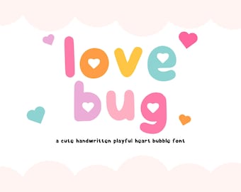 Blase-Buchstaben-Schrift-Herz-Detail | Niedliche Canva Schriftart für Cricut, Aufkleber, Valentine Crafts | Liebes Käfer