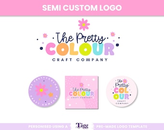 Semi Custom Logo Design | Colorful Canva Branding for Craft, Gift and Party Businesses | TPC01