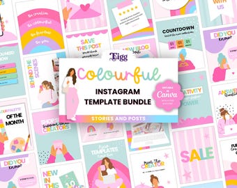 Instagram Post Templates for Small Business | Colorful Canva Instagram Story Templates & Content Pack BCCS01