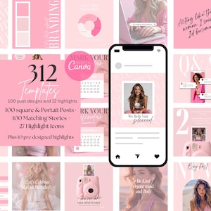 Instagram Template | Pink Edition | Small Business Canva Template | Social Media Branding Kit | Feminine Instagram Templates | pink branding
