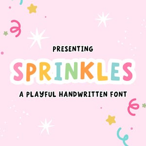 Playful hand drawn display font for Cricut crafts, Canva Pro designs, kids branding, stickers, party invitations and colourful packaging.
