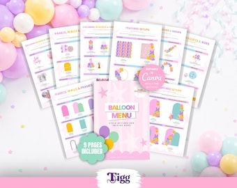 Balloon Menu Template, Editable Canva Price List for Balloon Artists and Party Decor Businesses SBPD01