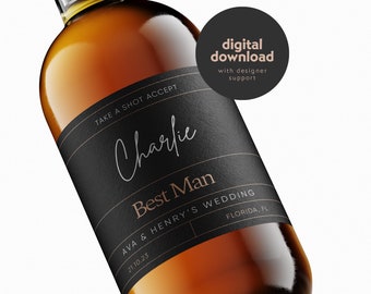 Best Best Man Gift - Custom Whiskey Label - Personalized Whiskey Label for Best Man Gift - Digital Download on Order - Designer Support 02