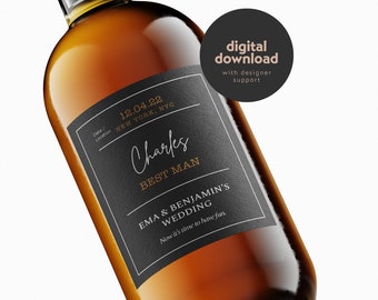 Personalized Best Man Whiskey Label - Groomsman Whiskey Label - Bridesmaid Gift - Wedding Gift - Made-to-order Download - Designer Support