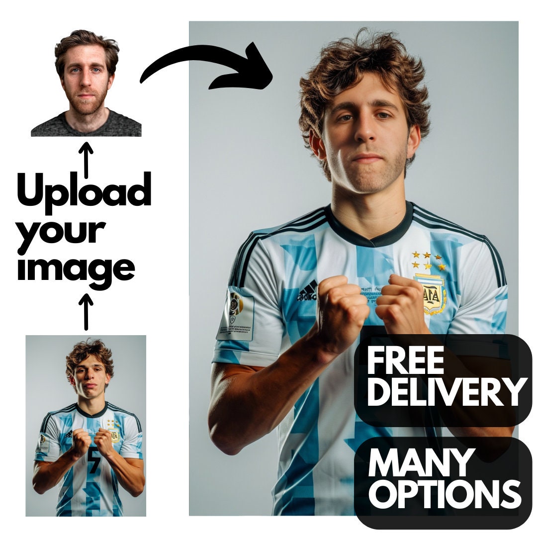 Custom Footballer Portrait - Personalised Football Player Photo Artwork