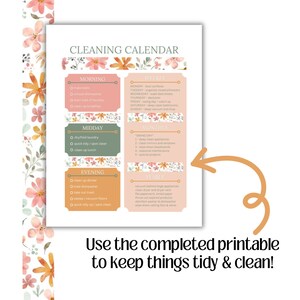 Cleaning Calendar Printable Template - Etsy