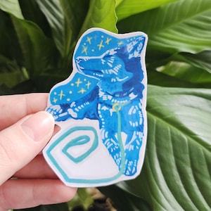 Husky Dog Sticker, Stars and Celestial, Blue Husky, Freehand, Waterproof Vinyl, Original Artwork