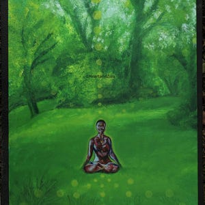 Lotus Eater, Giclée Matte Print of Painting on Canvas, Woman Meditating in Nature, Giclée Art Print on Fine Art Photographic Paper