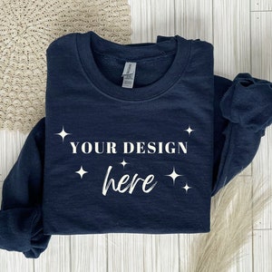 Gildan 18000 Navy Blue Mockup, Gildan 18000 Flat Lay Mockup, Sweatshirt Mockup, Folded Sweatshirt Mockup, G180 Simple Flat Lay Mockups