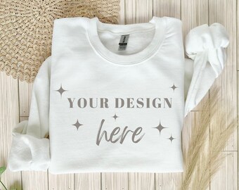 Gildan 18000 White Mockup, Gildan 18000 Flat Lay Mockup, Sweatshirt Mockup, Folded Sweatshirt Mockup, G180 Simple Flat Lay Mockups