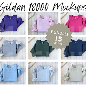 Gildan 18000 Sweatshirt Mockup Bundle, G180 Flat Lay Bundle, Boho Gildan 18000 Mocks, Neutral G180 Mockup Bundle