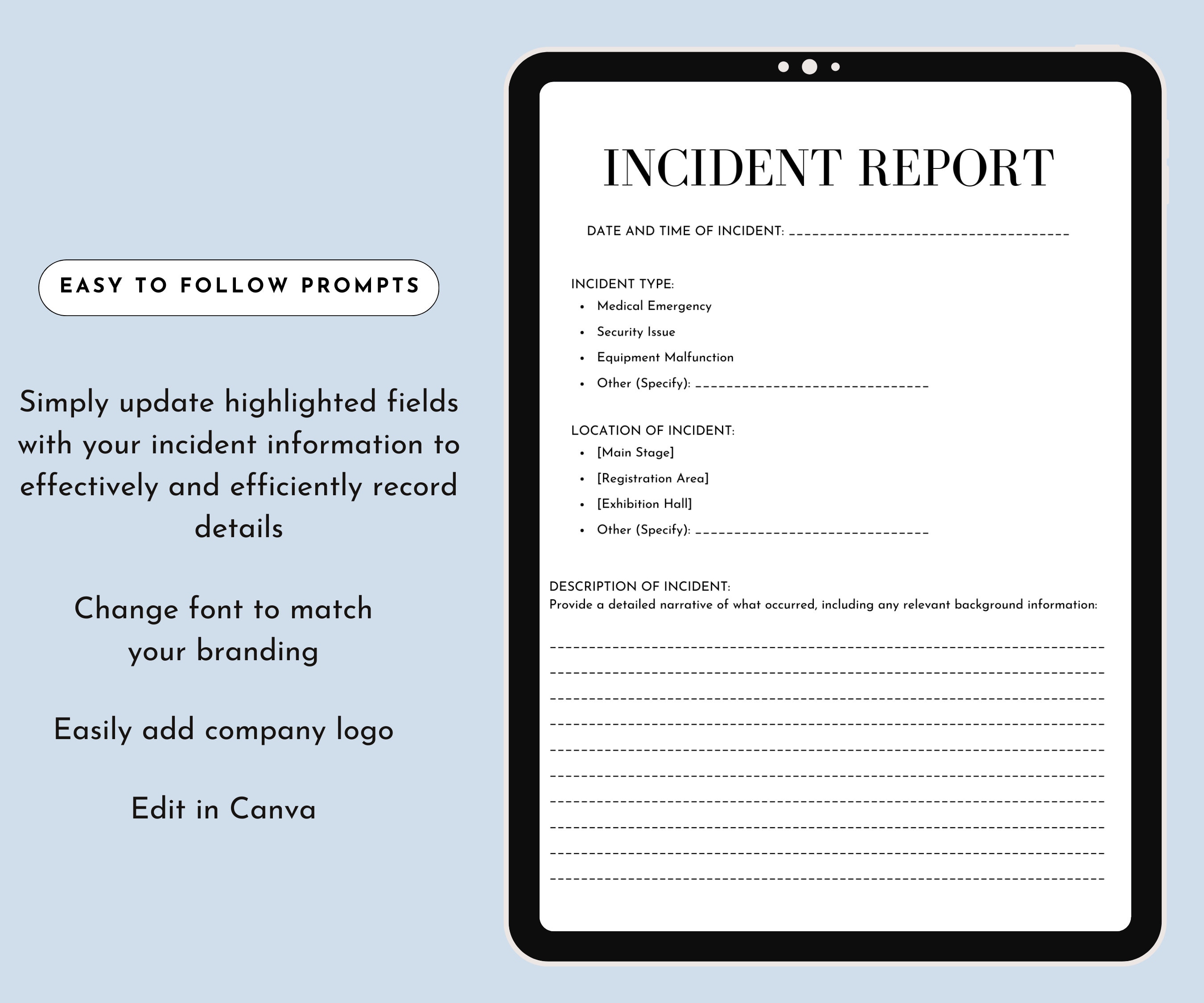 Event Incident Report Form | Security Incident Template | Event ...