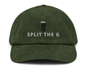 SPLIT THE G embroidery Corduroy hat Guinness Pint cap beer lover hat Ireland Hat funny drunkard dad gift beer pint hat wine lover