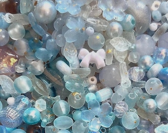 Blue Bead soup charm assorted mix Minimalist Seed Beads Pastel DIY Jewelry Making Supplies Delicate Charm mystery Grab Bag Spring Aesthetic