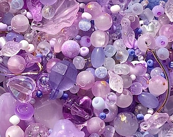 Purple Glass Bead soup Minimal Seed Beads mix Pastel DIY Jewelry Making Supplies Delicate assortment mystery Charm Grab Bag Lilac Aesthetic