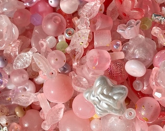 pink Glass Bead soup assorted Mix Minimal Seed Beads Pastel DIY Jewelry kit Making Supplies Delicate Charm Grab mystery Bag Spring Aesthetic