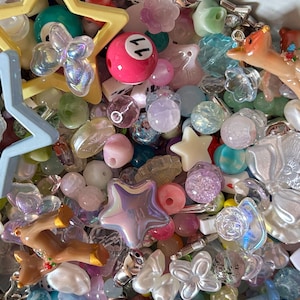 Grillige kralensoep pastel kawaii mysterie scoop grabbelton esthetische kralen doe-het-zelf sieradenpakket diverse bedels glas mix ambachten fantasie fairycore