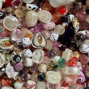 Whimsical Bead Soup Weirdcore Glass Beads Kitsch Dice Charms Ceramic Hearts Unique Craft Mix diy Jewelry Making  aesthetic mystery grab bag