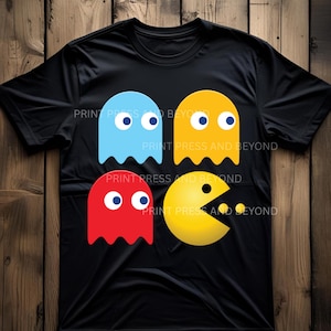 Pacman Game Arcade Ghost Classic PNG Cool Vintage Retro Design Instant Digital Download