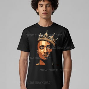 2Pac PNG Hip Hop Tupac Shakur With Crown PNG Design Instant Digital Download