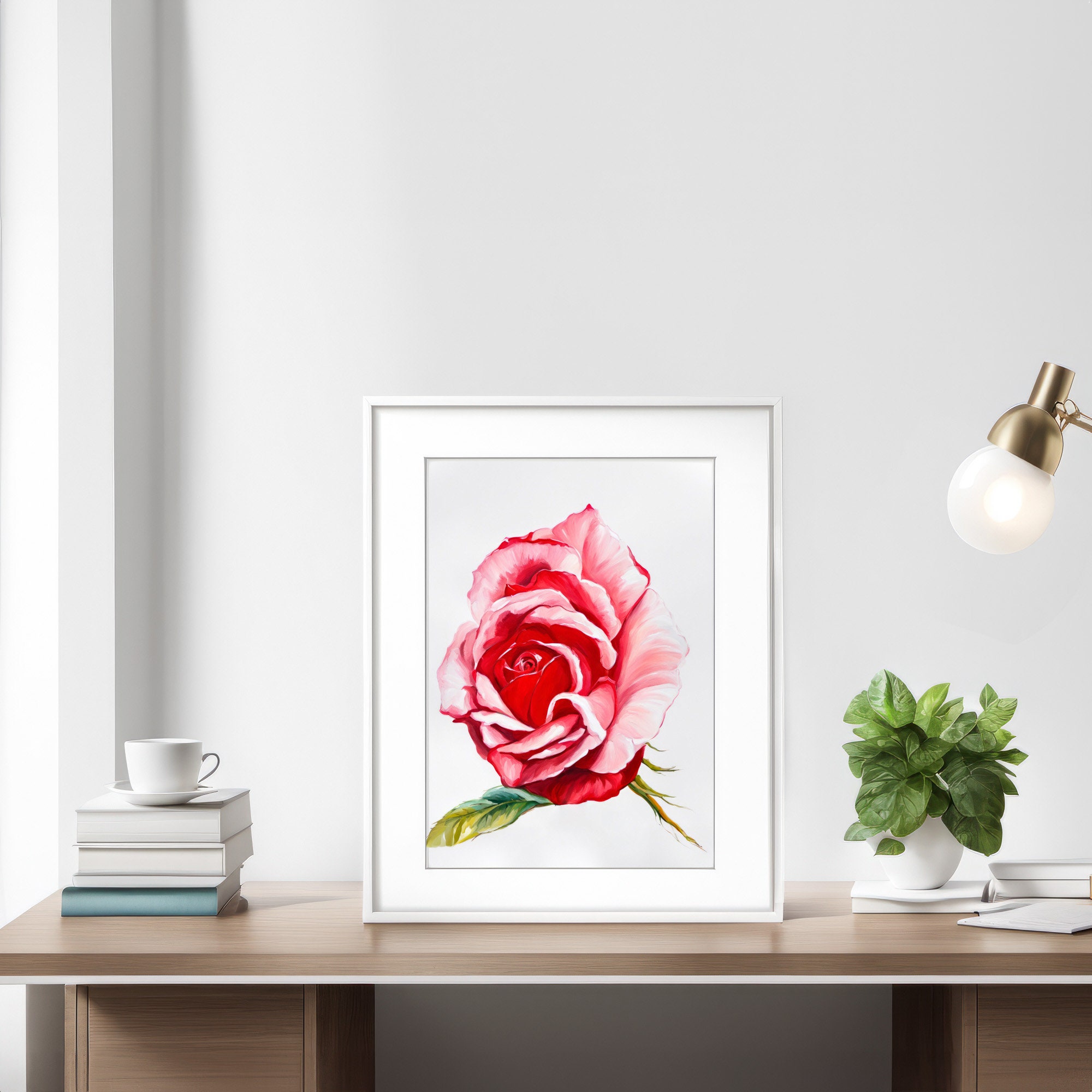 Instant Download Printable Red Rose Artwork, Ai-painted Watercolor ...