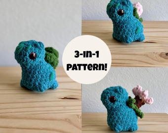 Low Sew Bulbasaur, Ivysaur, Venusaur Crochet Pattern (PDF Download)