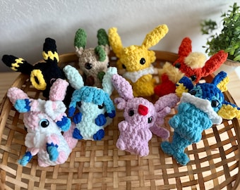 Crochet Pokemon Eevee Evolutions Pattern, Low Sew Amigurumi (PDF Pattern)