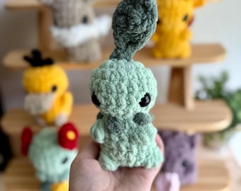 Crochet Pokemon Pattern, Low Sew Chikorita (PDF Pattern)