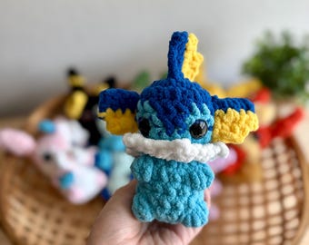 Low Sew Vaporeon Crochet Pattern, Pokemon Amigurumi (PDF Pattern)