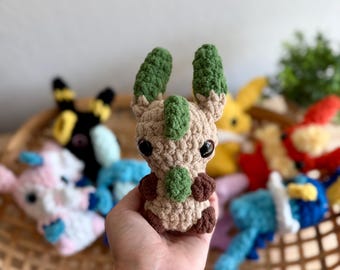 No Sew Leafeon Crochet Pattern, Pokemon Eeveelution (PDF Pattern)