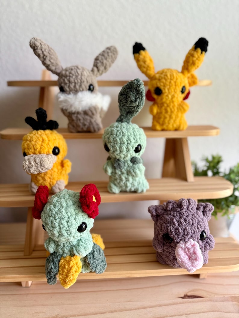 Virkmönsterpaket med Pokémon, utan sömnad och med låg sömnad i PDF-format (7 mönster) bild 9
