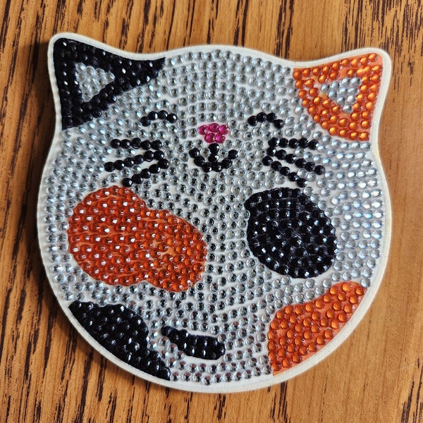 Set of 6 kitty diamond art coasters are for you!!!