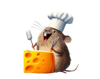 Handgezeichnete Maus Clipart Bundle, 10 süße Tiere PNG, Märchenbuch Maus & Käse, Kinderzimmer Wandkunst, Aufkleber, kommerzielle Nutzung