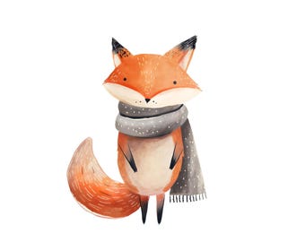 Fuchs Clipart Bundle 10 handgezeichnete PNGs, Märchenbuch Waldfuchs, niedliche Kinderzimmerdekoration, Kinder-Illustration, kommerzielle Nutzung