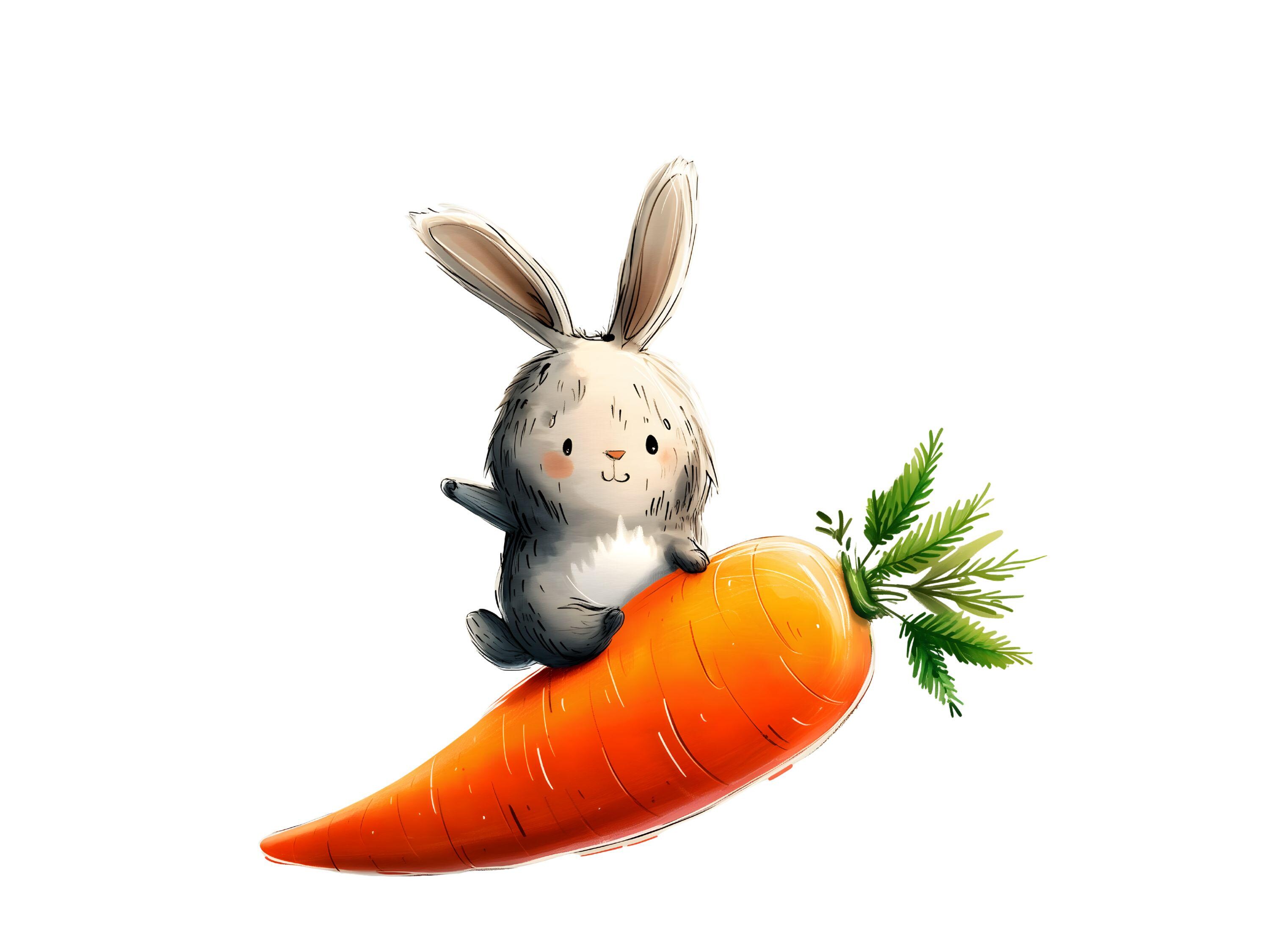 Hand-drawn Bunny Clipart Bundle, Watercolor Rabbit Graphics, Nursery ...