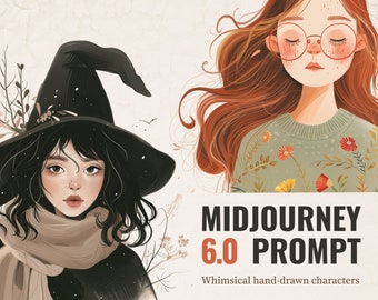 Midjourney Prompts for Whimsical Hand-Drawn Character Illustrations | Midjourney Guide | AI Art | Tested & Customizable | Premium Midjourney