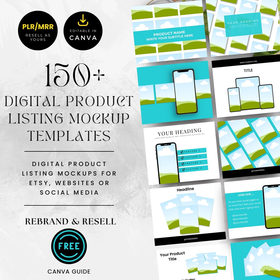 150+ Digital Product Listing Mockup Templates | PLR/MRR for Etsy ...