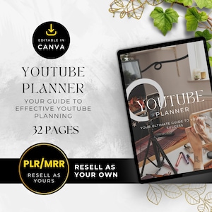 YouTube-Planer PLR MRR, Canva bearbeitbarer Planer, entfesseln Sie die YouTube-Beherrschung, Social Media Triumph, kostenlose Anleitung zum Bearbeiten von Canva-Vorlagen