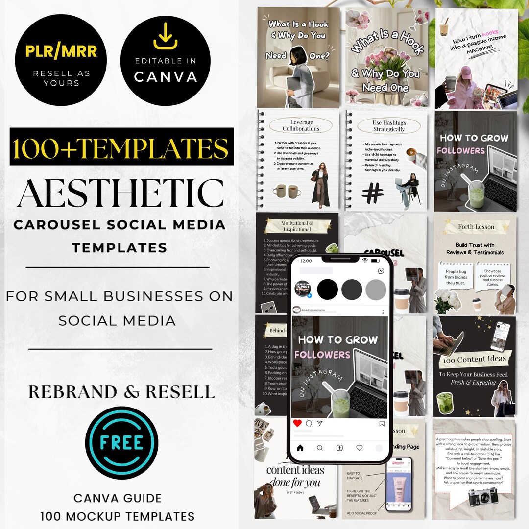100+ Aesthetic Carousel Social Media Templates | Canva Editable | IG ...