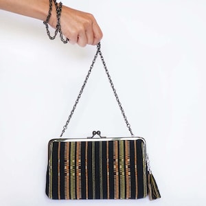 Okinawa Shuriori Tecido Minibag Carteira Corrente Clutch Fecho Porta-cartões Moeda Bolsa Feminina Preta SmallBag Okinawa Tradicional Japonesa