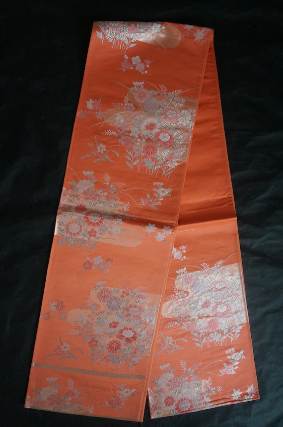 Japanese Kimono OBI FUKURO Silk Woven Vintage Woma