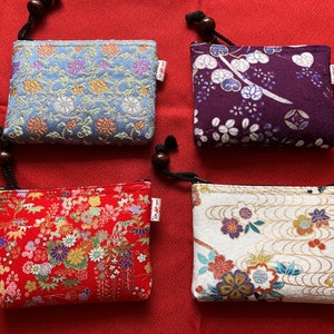 Japanse kleine bloementas met rits Mini zakje cosmetische kaarthouder Verandering portemonnee bloem 4,9 x 3,7 x 0,6 inch Gemaakt in Japan Kyoto